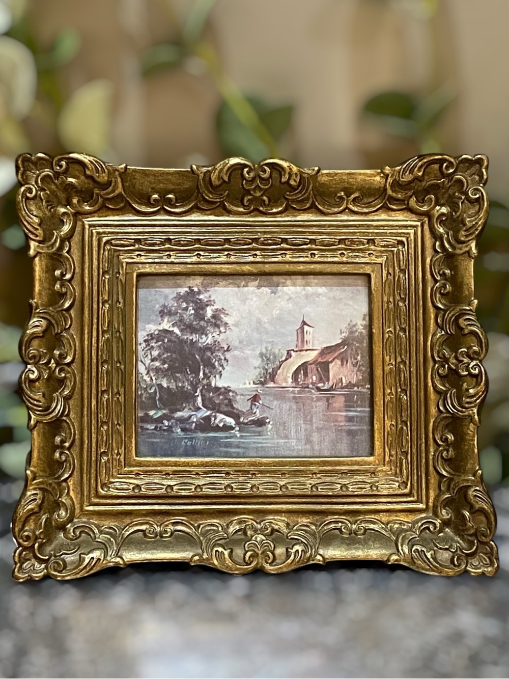 Vintage Illinois Moulding Co Framed Print Glass Artist Cellini Old World Design